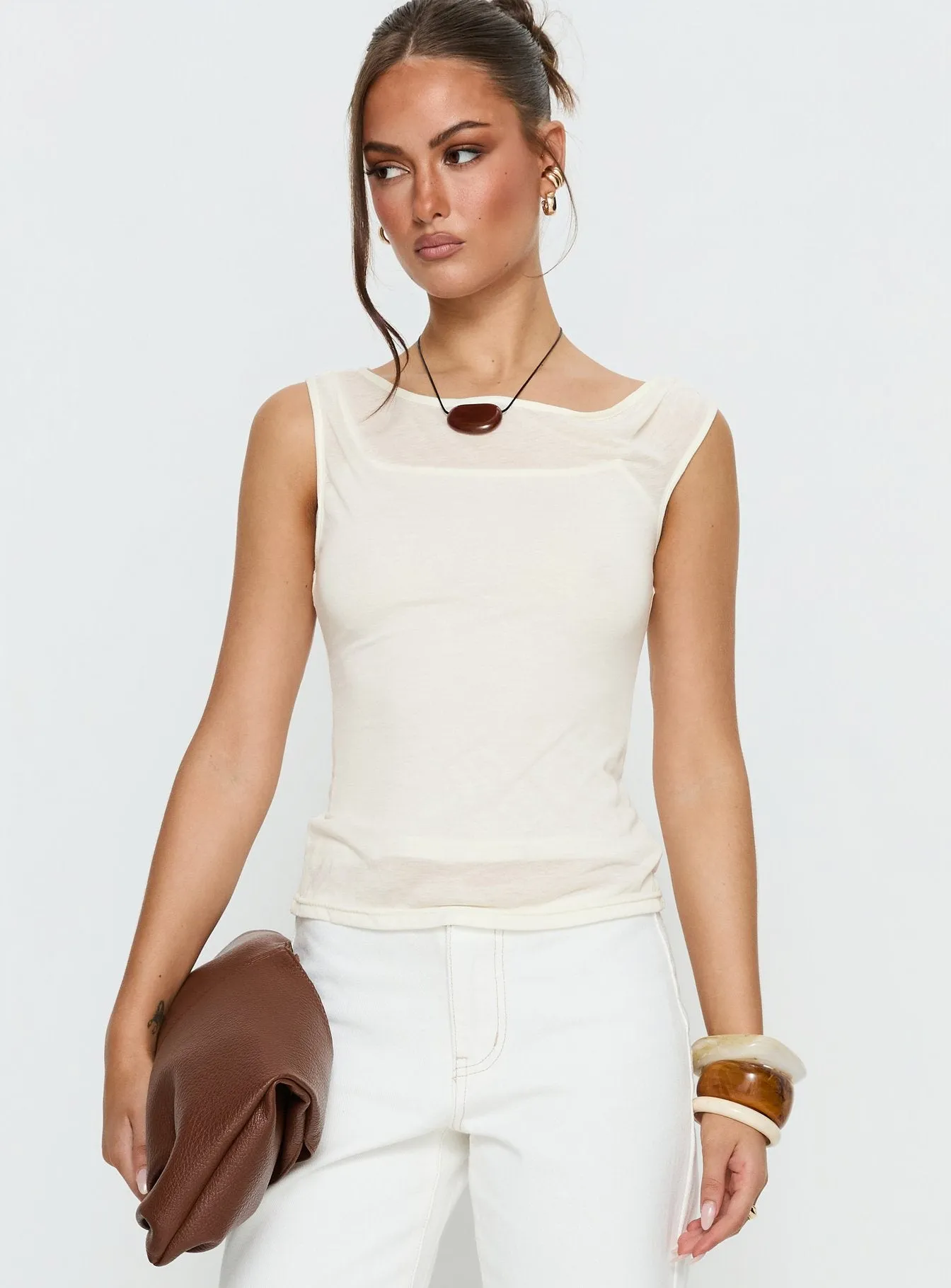 Skaia Layered Sheer Top Cream sold by Princess Polly product image thumbnail 2