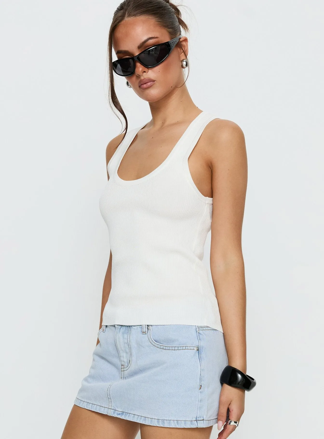 Kyrella Longline Tank Top White sold by Princess Polly product image thumbnail 4