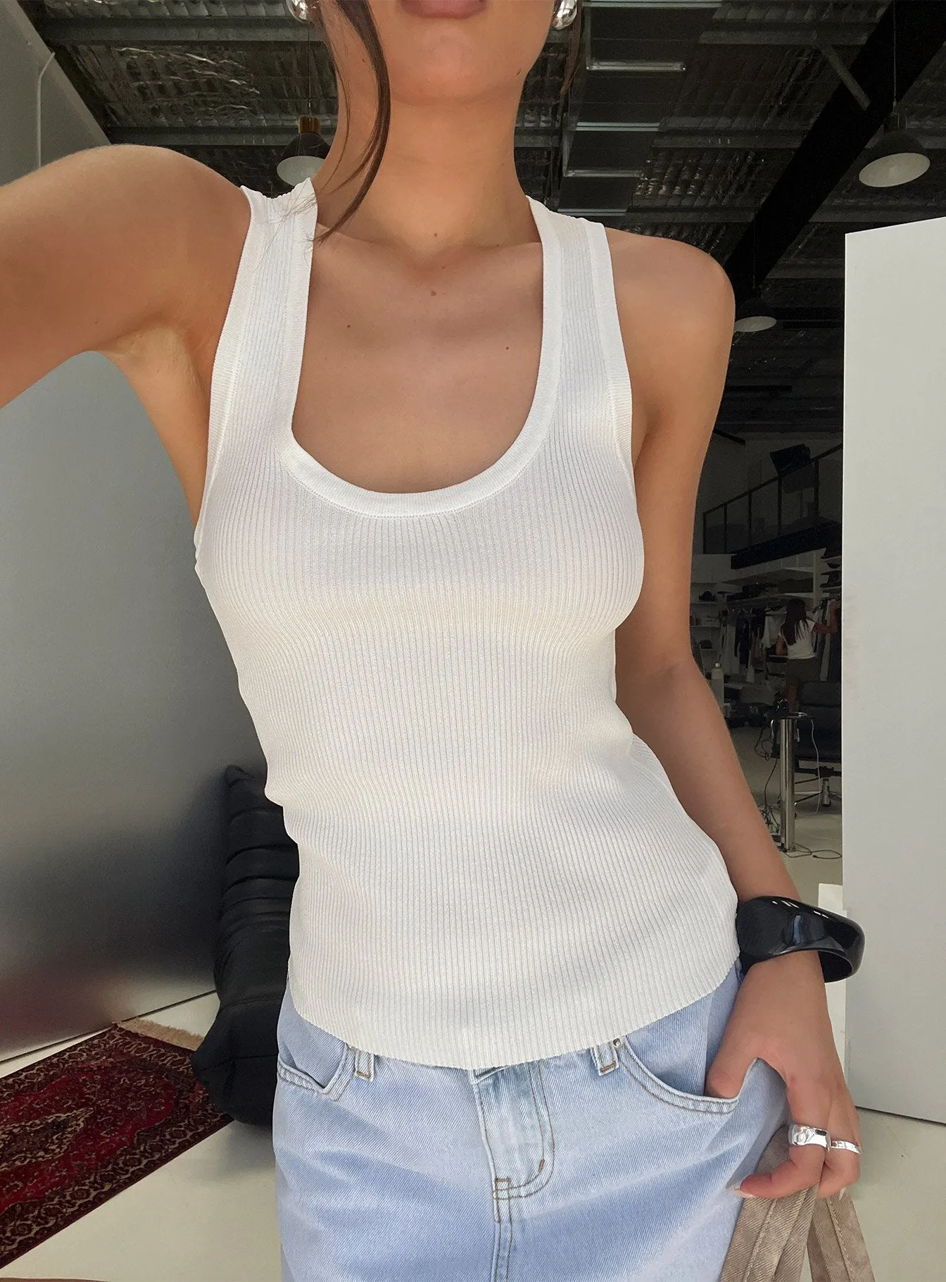 Kyrella Longline Tank Top White sold by Princess Polly