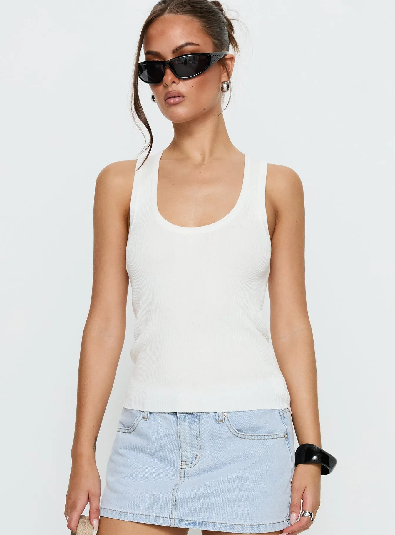 Kyrella Longline Tank Top White sold by Princess Polly product image thumbnail 2