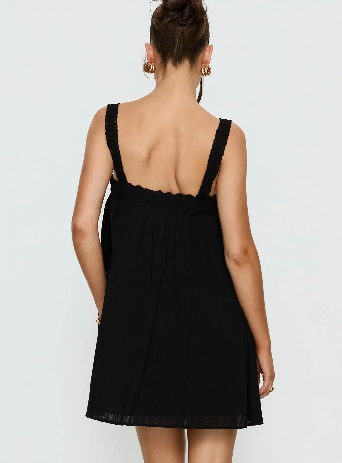 Reason To Stay Lace Trim Floaty Mini Dress Black sold by Princess Polly product image thumbnail 5