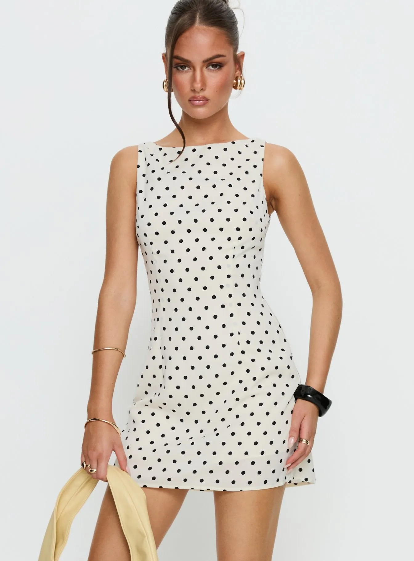 Kherin Boat Neck Romper Cream Polka sold by Princess Polly product image thumbnail 2
