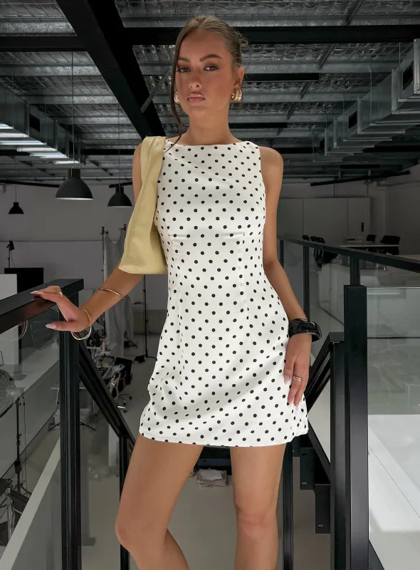 Kherin Boat Neck Romper Cream Polka made by Princess Polly