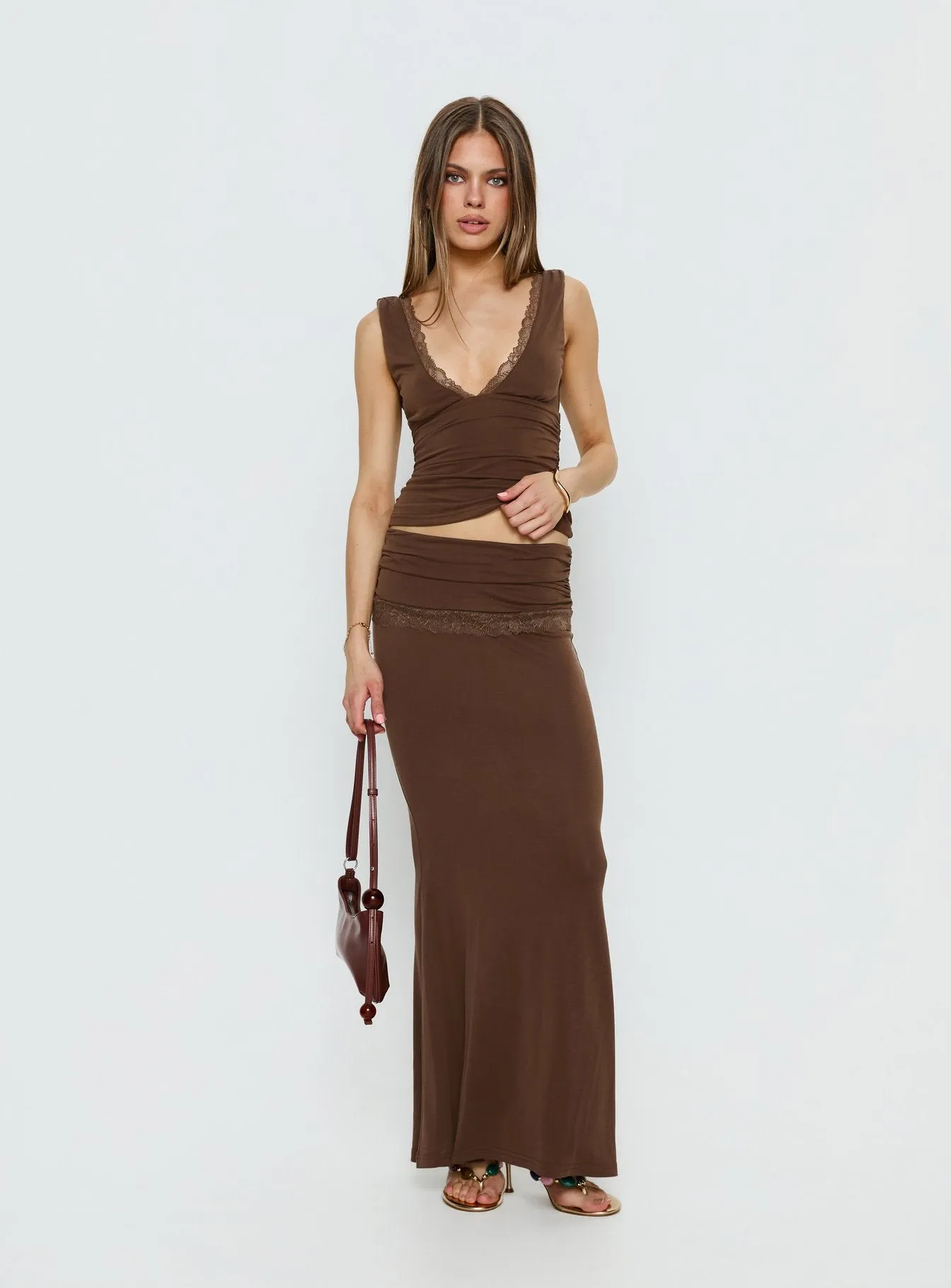 Zespri Jersey Maxi Skirt Brown sold by Princess Polly product image thumbnail 3