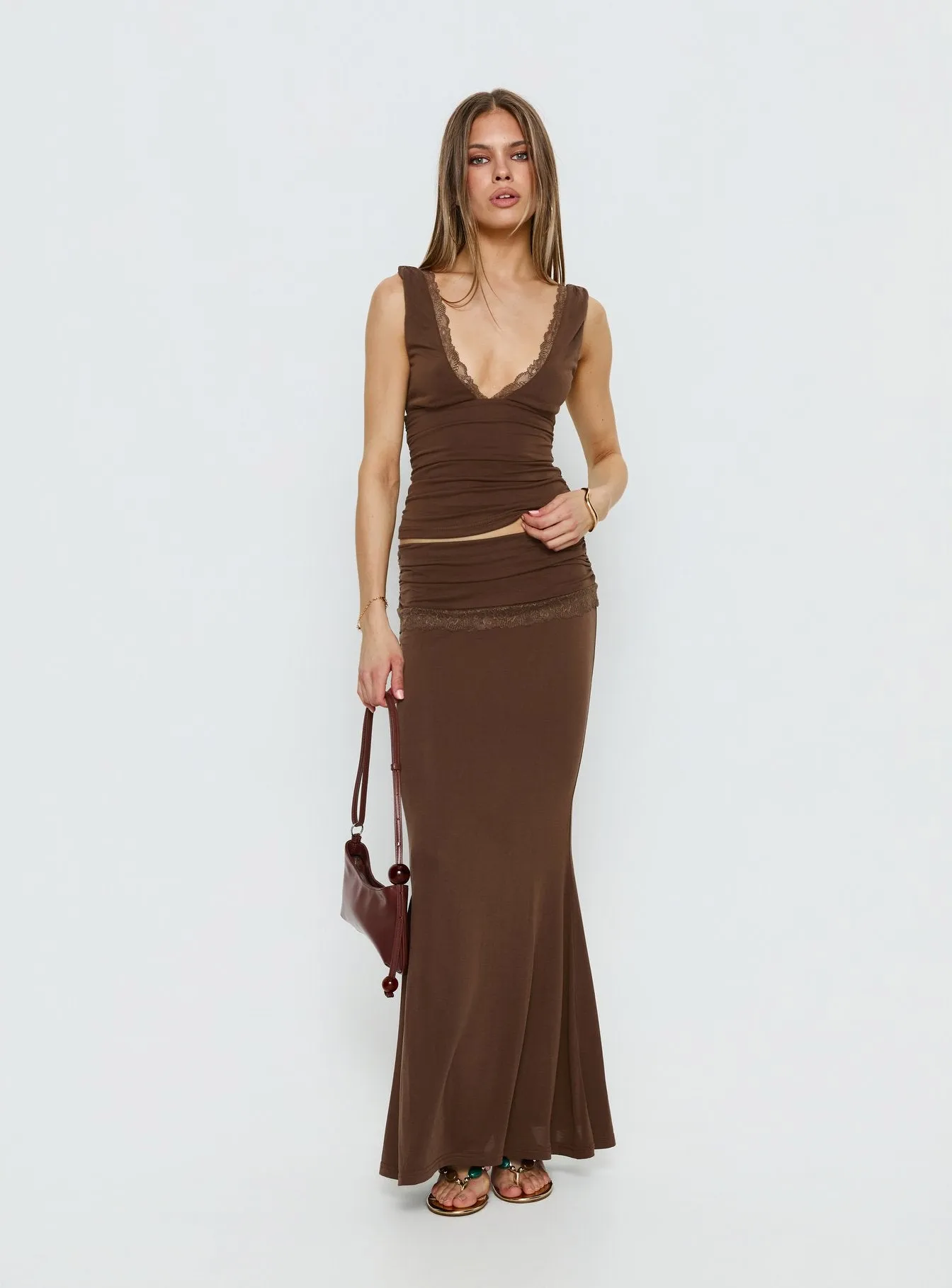 Zespri Jersey Maxi Skirt Brown sold by Princess Polly product image thumbnail 2