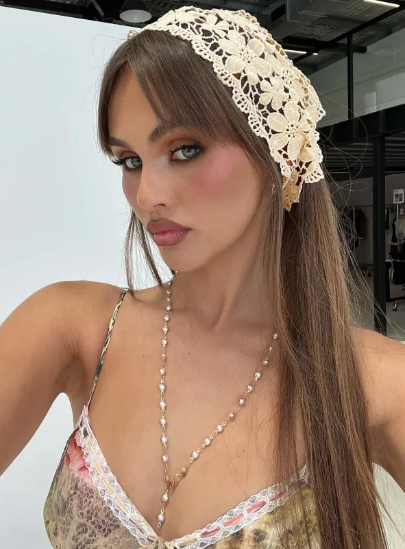 Lilibette Crochet Hair Bandana Butter sold by Princess Polly