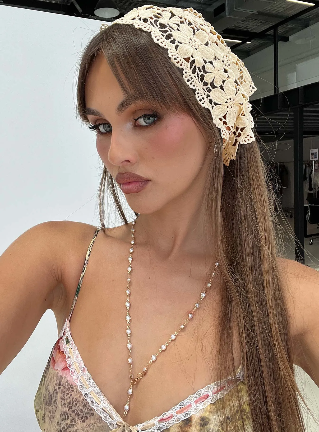 Lilibette Crochet Hair Bandana Butter sold by Princess Polly