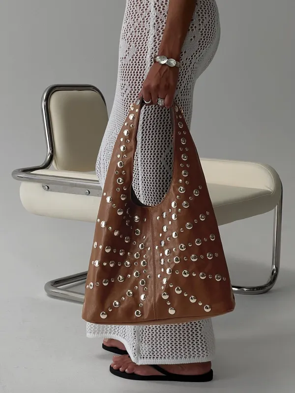 Savenna Stud Bag Brown sold by Princess Polly