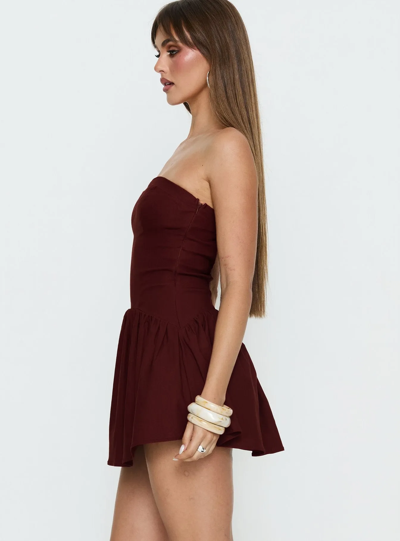 Evrae Strapless Playsuit Brown sold by Princess Polly product image thumbnail 3