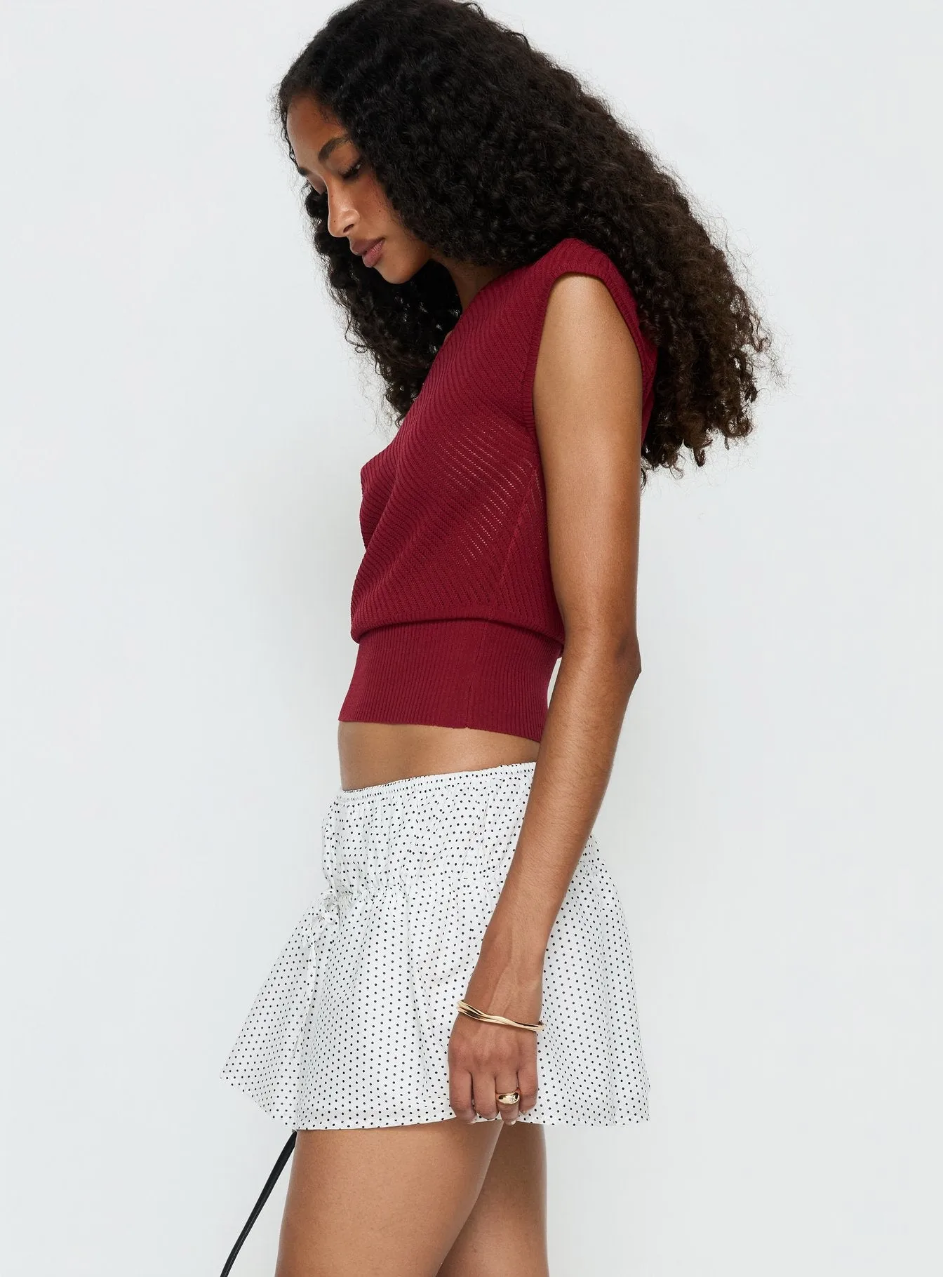 Cloud Tempo Boat Neck Cinched Knit Top Wine sold by Princess Polly product image thumbnail 4