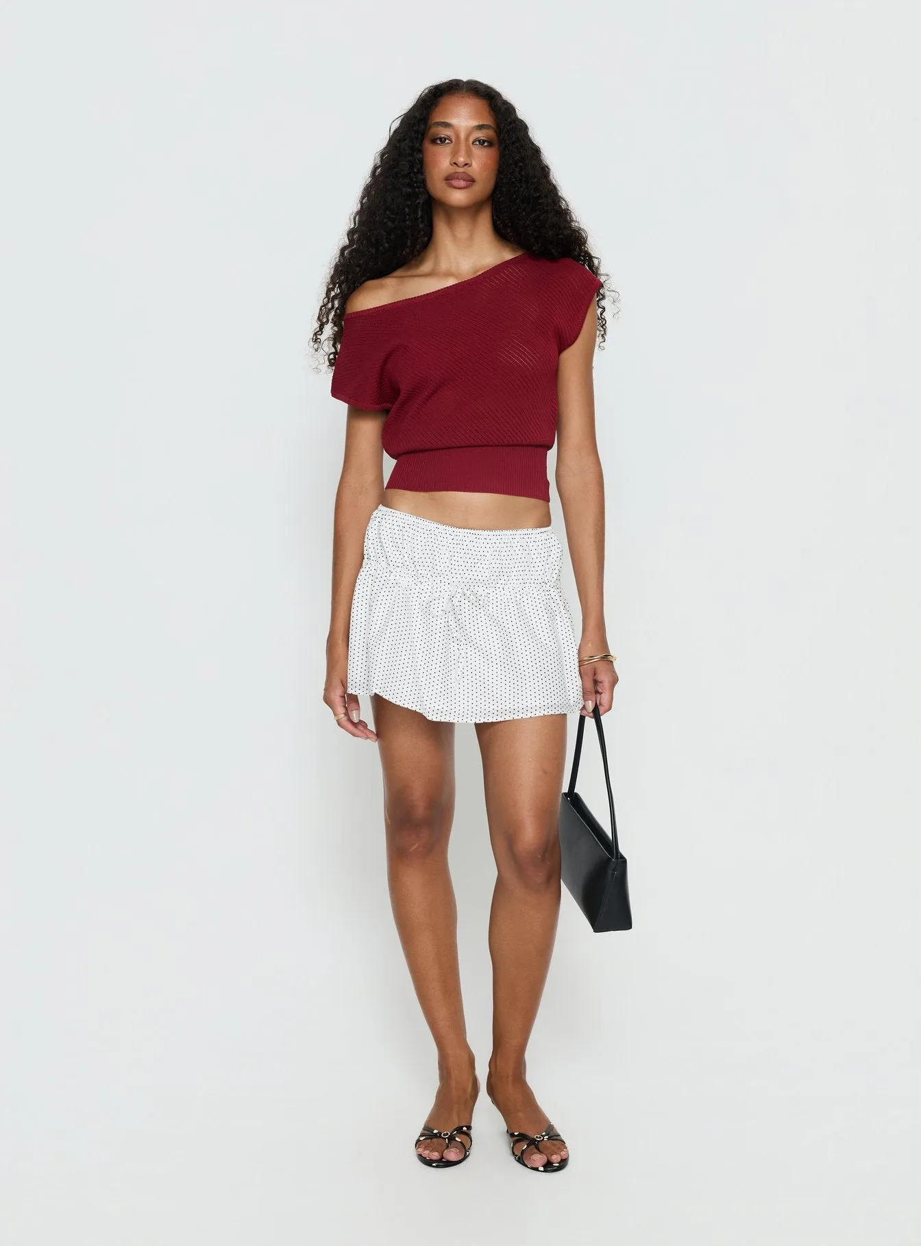 Cloud Tempo Boat Neck Cinched Knit Top Wine sold by Princess Polly product image thumbnail 3