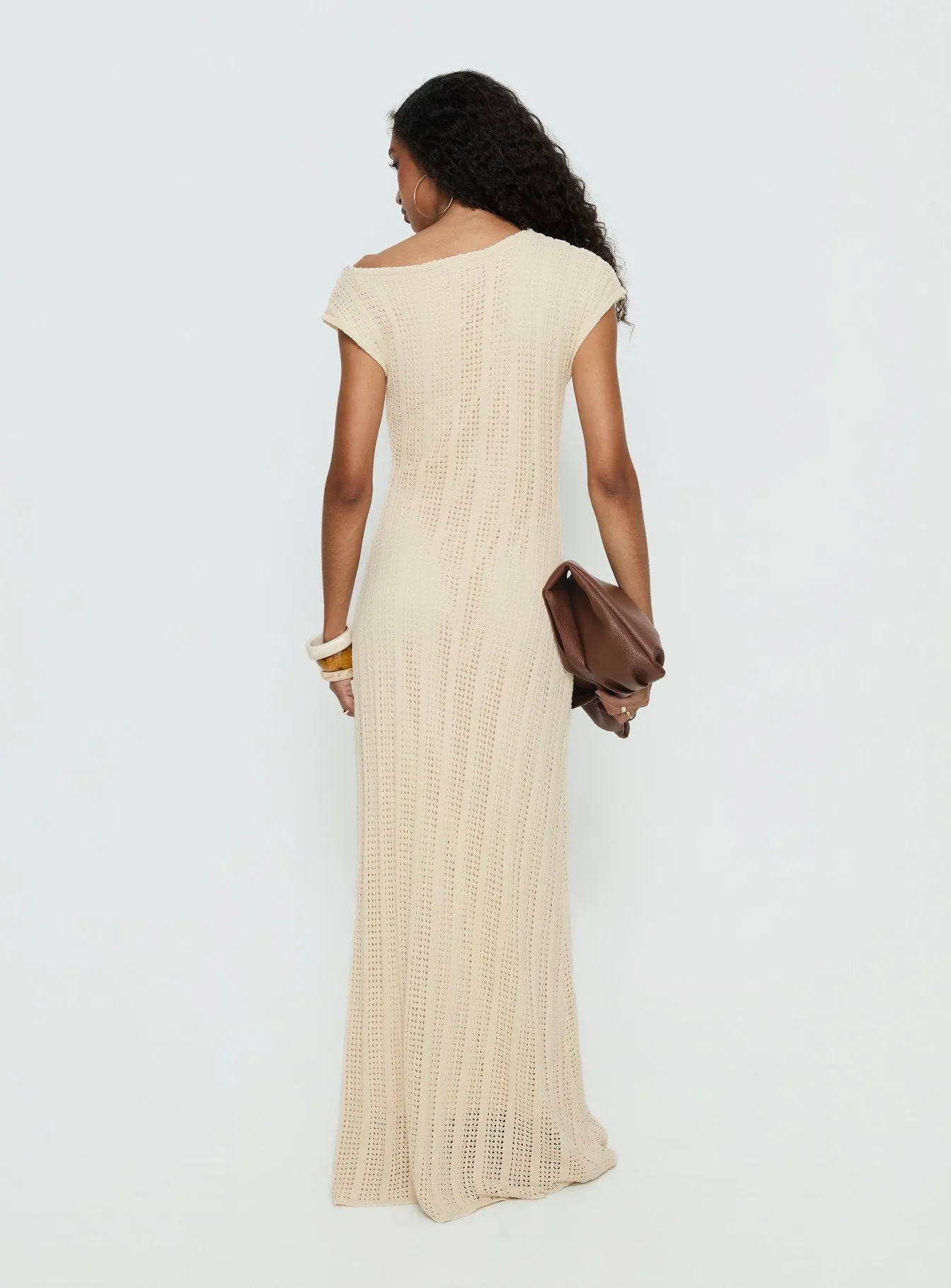 Break My Soul Knit One Shoulder Maxi Dress Beige sold by Princess Polly product image thumbnail 5