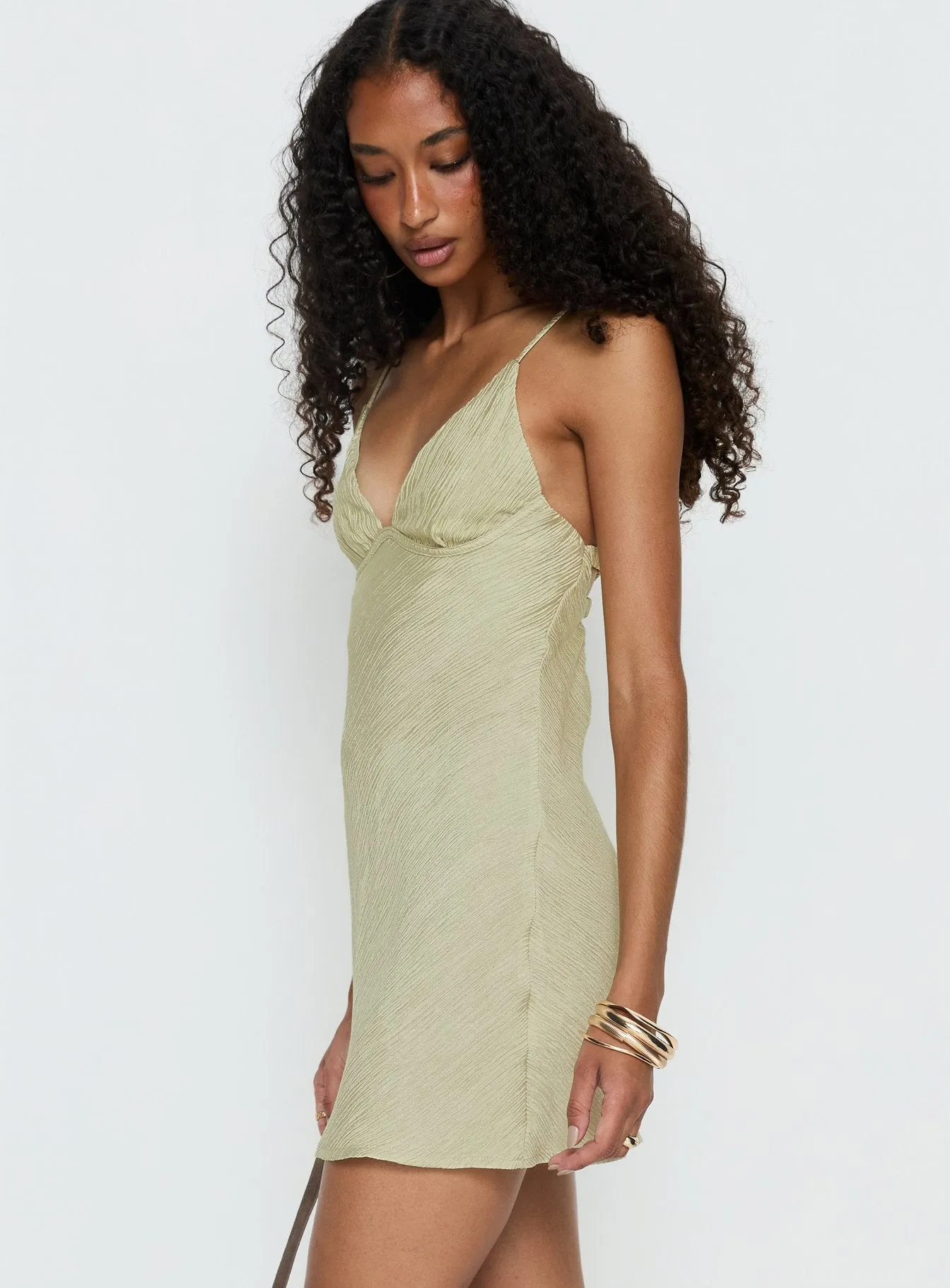 Makaia Balconette Mini Dress Sage sold by Princess Polly product image thumbnail 4