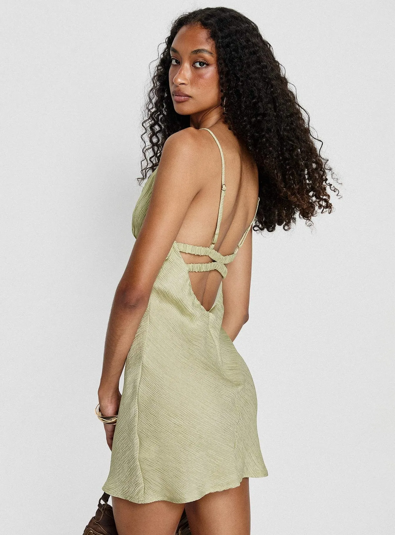 Makaia Balconette Mini Dress Sage sold by Princess Polly