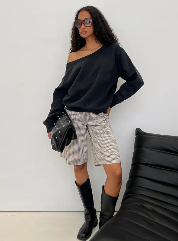 Wellness Off the Shoulder Jumper Washed Black sold by Princess Polly