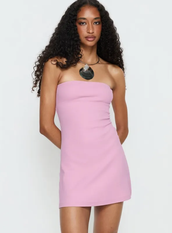 Baseline Strapless Mini Dress Pink sold by Princess Polly