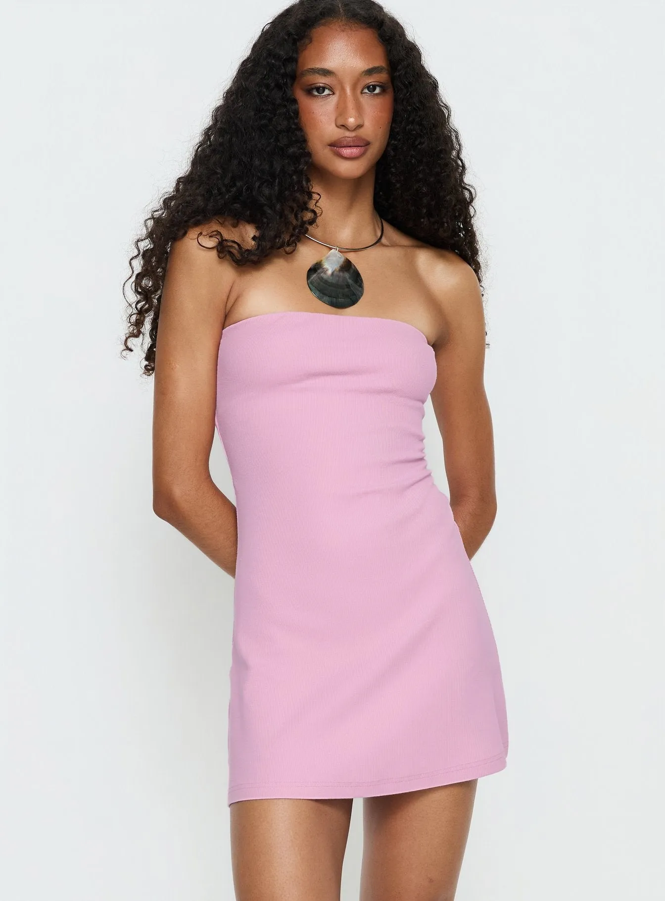 Baseline Strapless Mini Dress Pink sold by Princess Polly