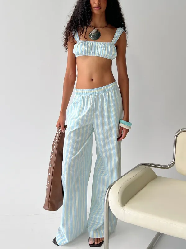 Talyssa Elasticated Waist Pants Blue Stripe made by Princess Polly