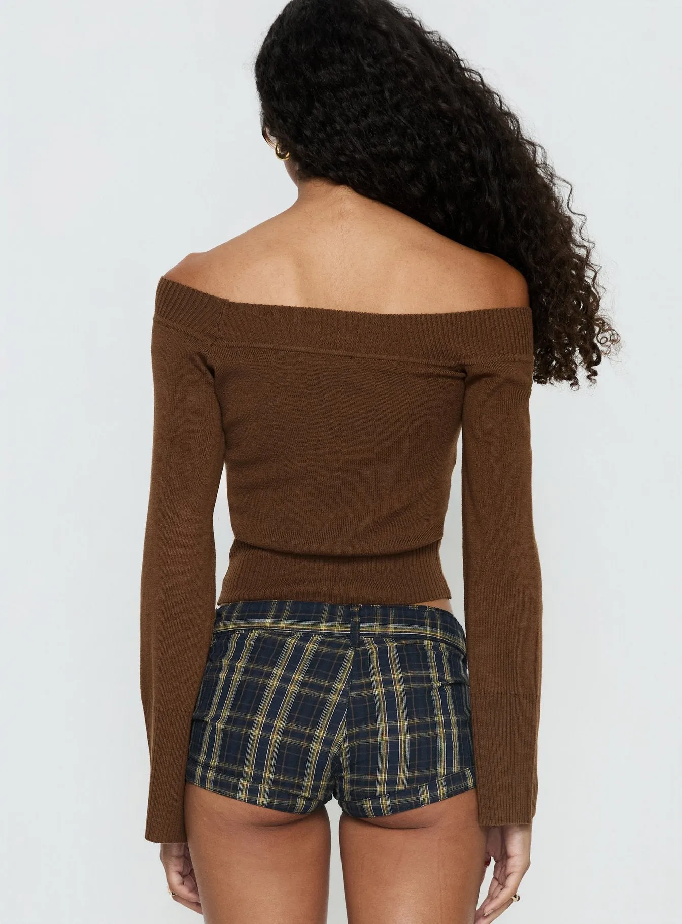 Perrey Long Sleeve Off Shoulder Knit Top Brown sold by Princess Polly product image thumbnail 4