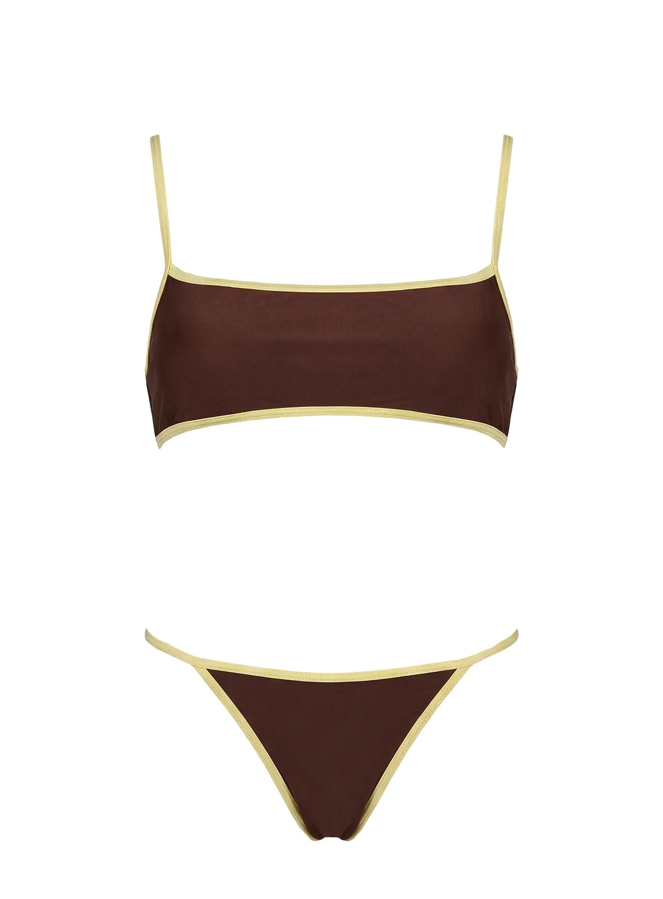 Remaro Contrast Bikini Top Brown / Yellow sold by Princess Polly product image thumbnail 5