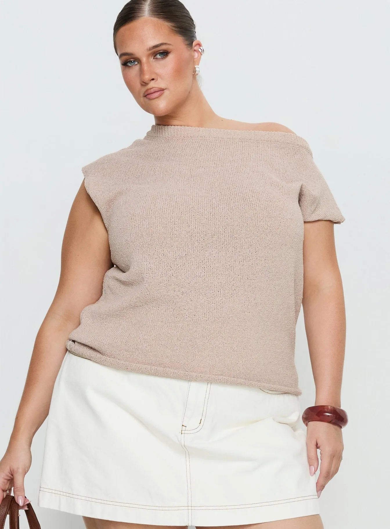 Ashfield Off Shoulder Top Oat Curve sold by Princess Polly product image thumbnail 2