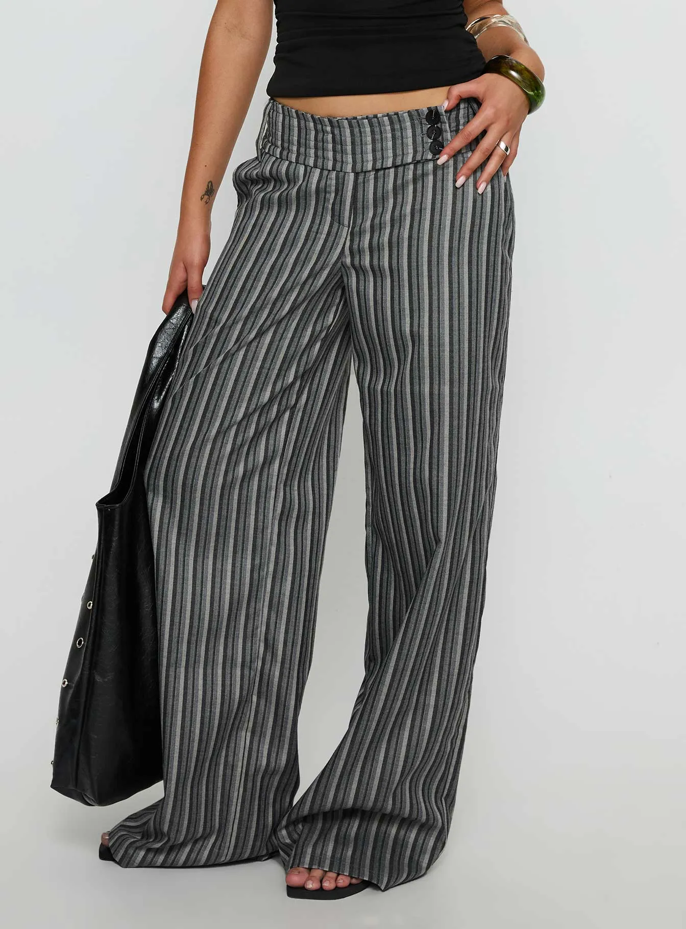 Cedars Low Rise Pant Grey Stripe sold by Princess Polly product image thumbnail 2