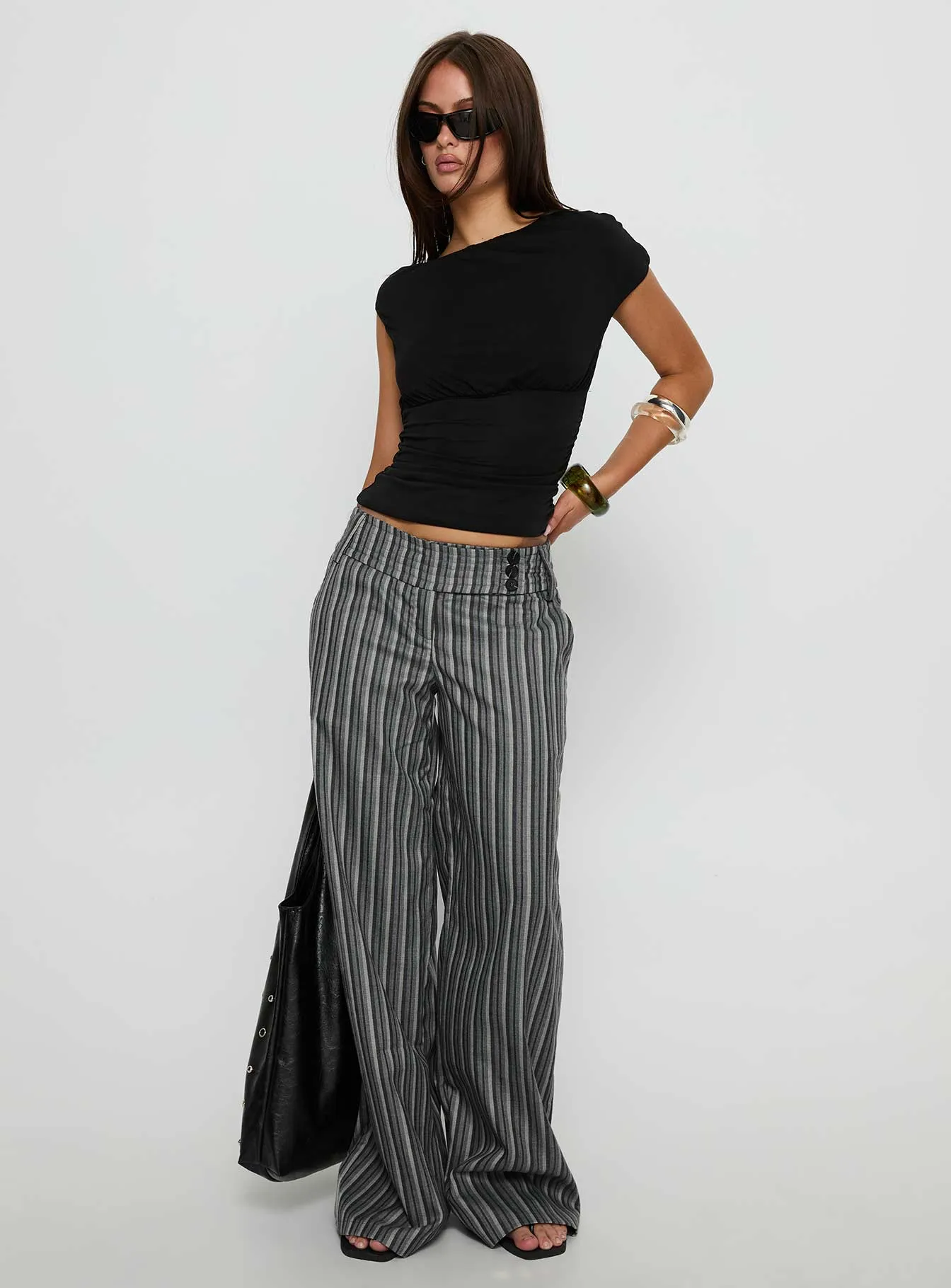 Cedars Low Rise Pant Grey Stripe sold by Princess Polly product image thumbnail 3