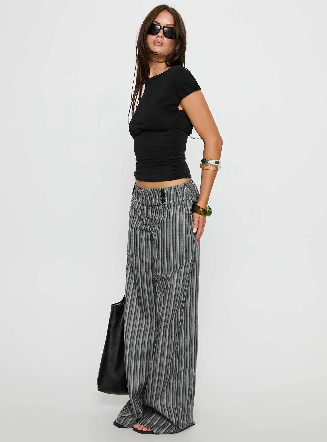 Cedars Low Rise Pant Grey Stripe sold by Princess Polly product image thumbnail 4