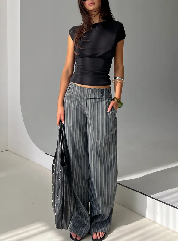 Cedars Low Rise Pant Grey Stripe sold by Princess Polly