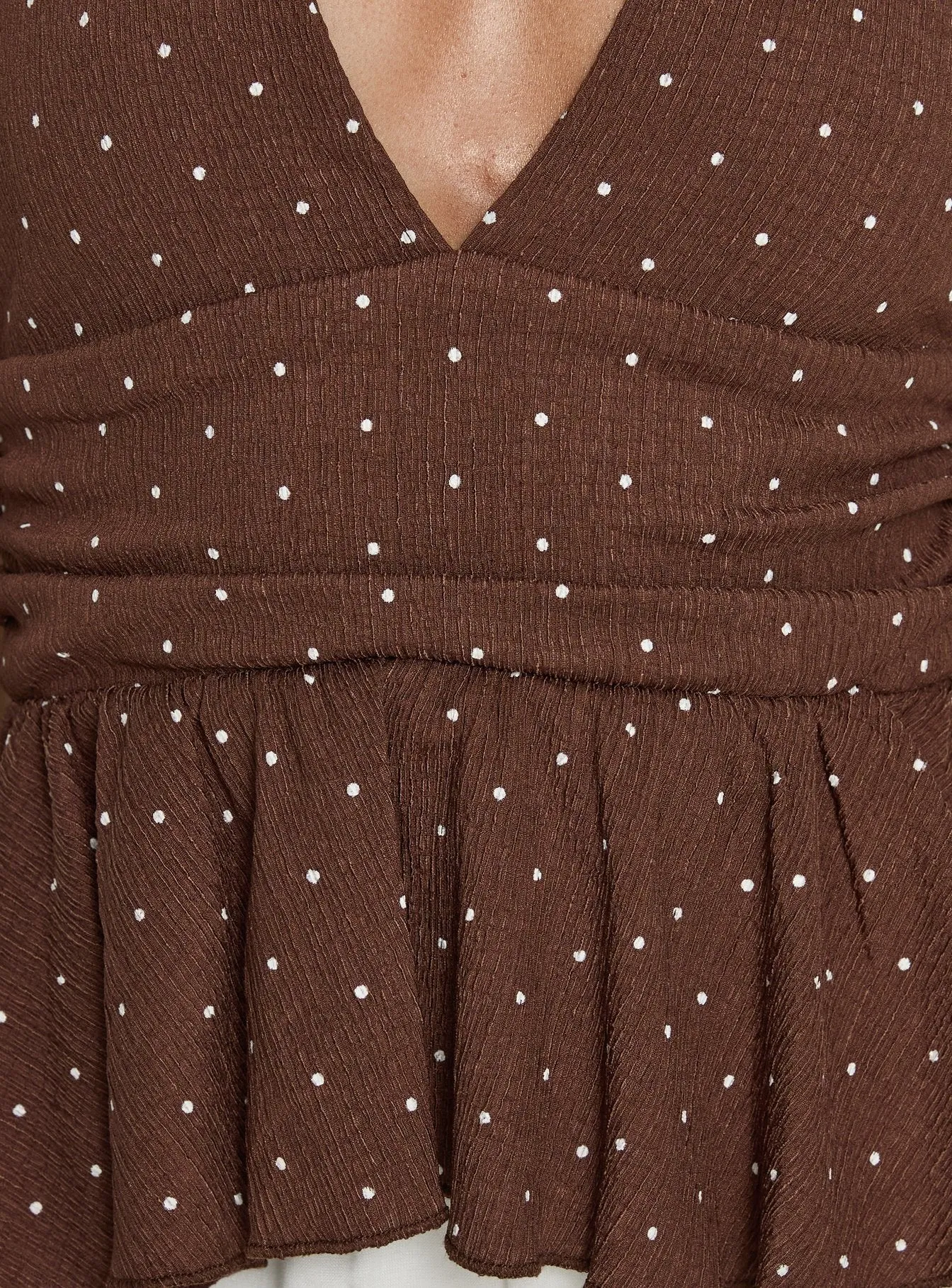 Xalira Frill Halter Top Brown Polka sold by Princess Polly product image thumbnail 5