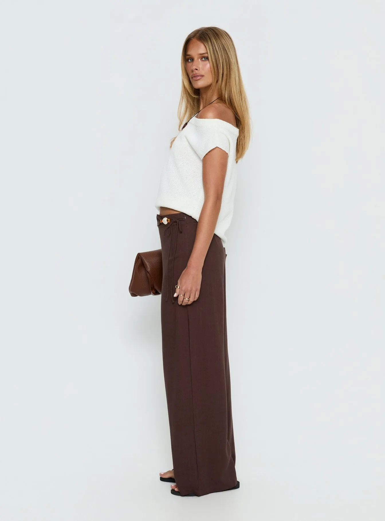 Pine For You Bead Detail Linen Pant Brown sold by Princess Polly product image thumbnail 3