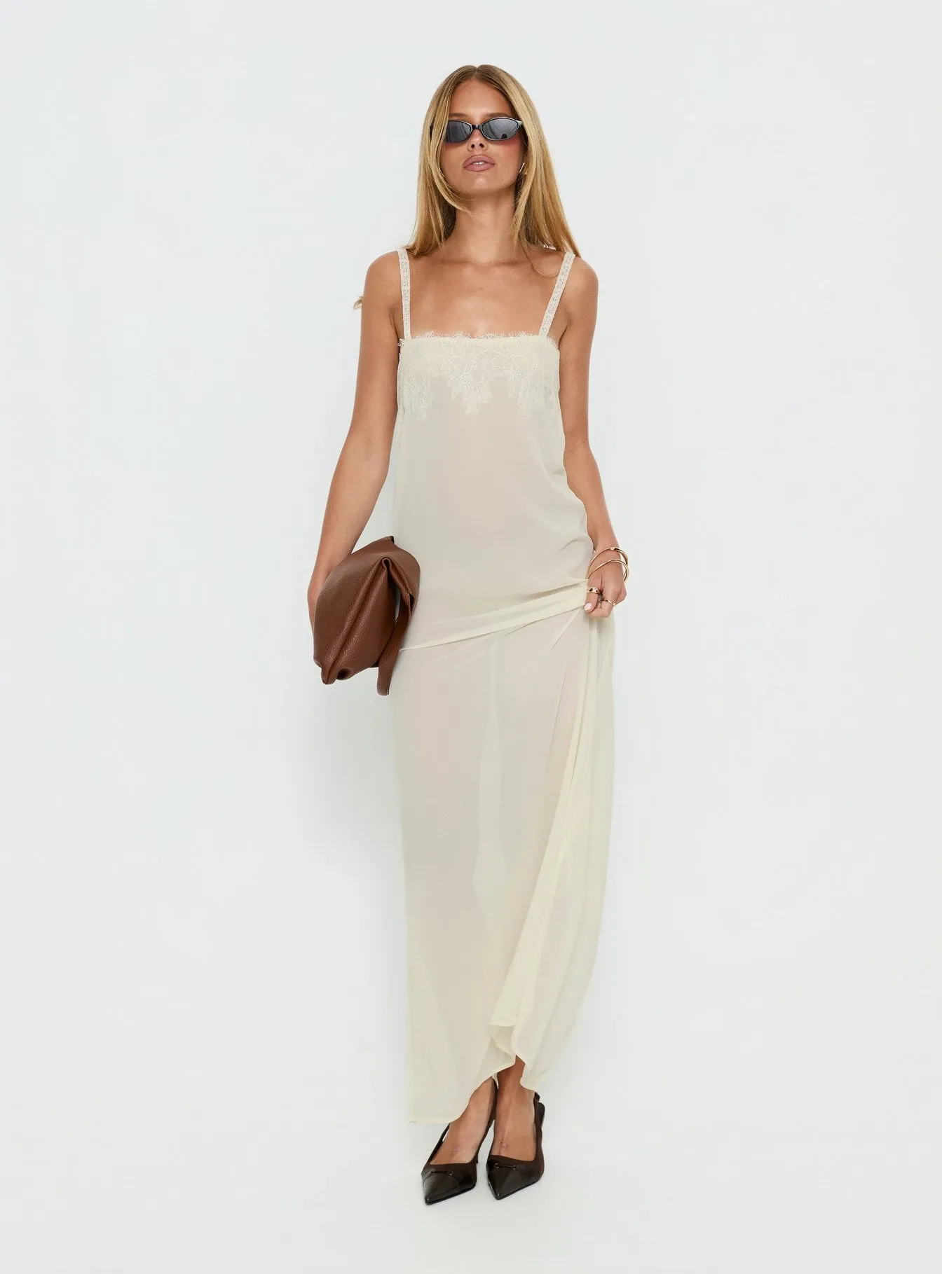 Glacial Sheer Maxi Dress Butter sold by Princess Polly product image thumbnail 3