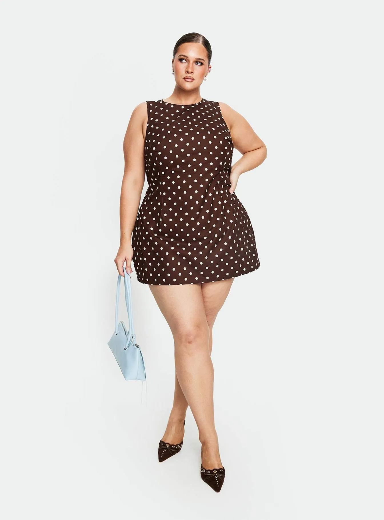 Yumiko Romper Brown Polka Curve sold by Princess Polly