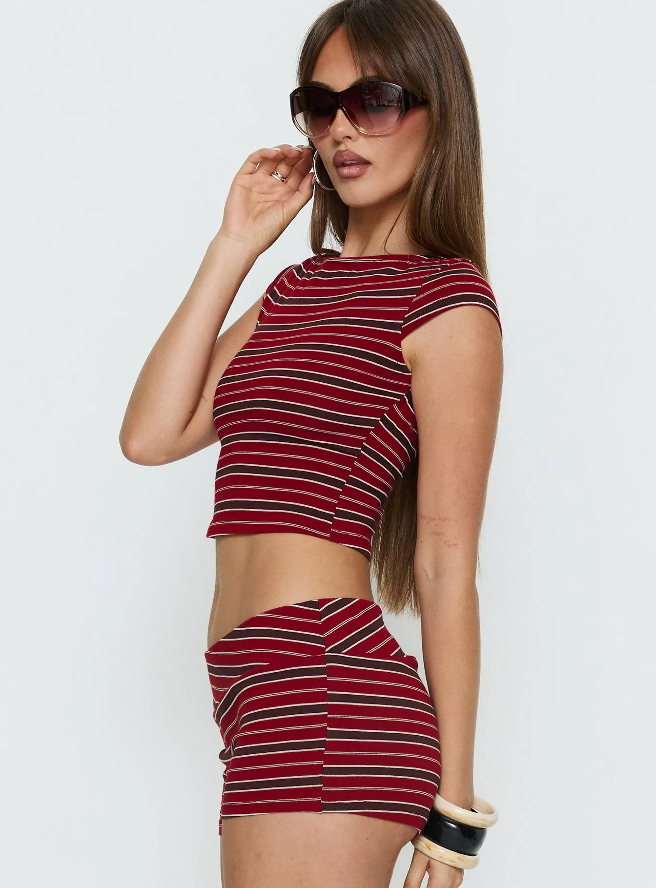 Veyona Cap Sleeve Top Red Stripe sold by Princess Polly product image thumbnail 4