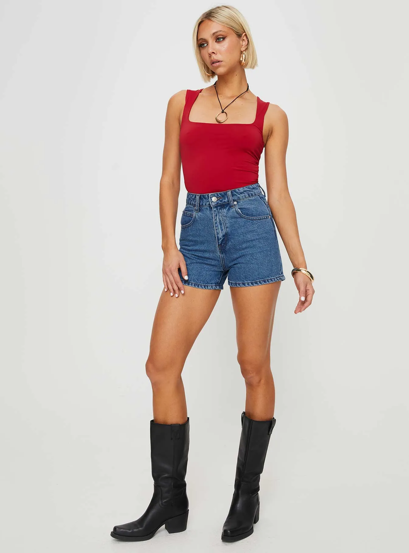 Tropicana Denim Shorts Mid Wash Tall sold by Princess Polly product image thumbnail 3