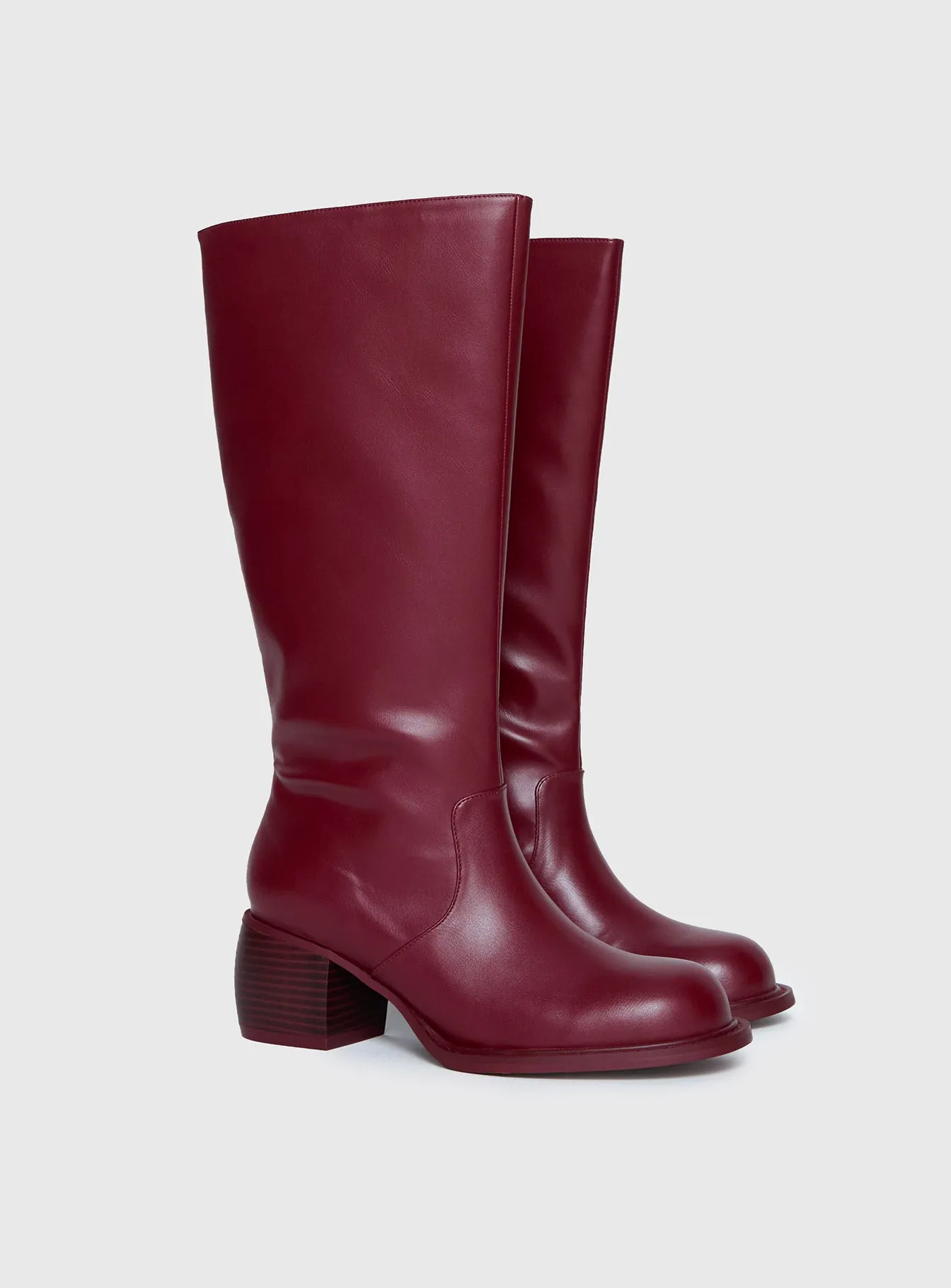 Ella Knee High Boots Burgundy sold by Princess Polly product image thumbnail 3