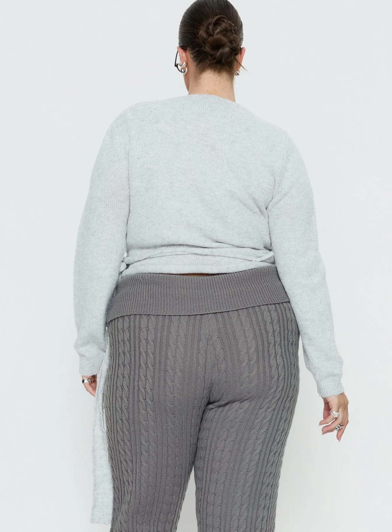 Tonee Wrap Knit Cardigan Grey Curve sold by Princess Polly product image thumbnail 5