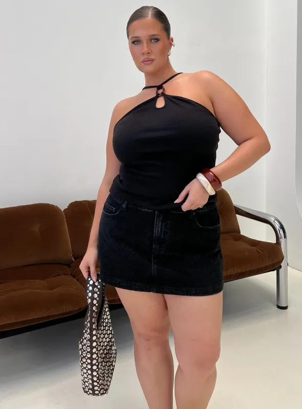 Teyla Ring Detail Top Black Curve made by Princess Polly