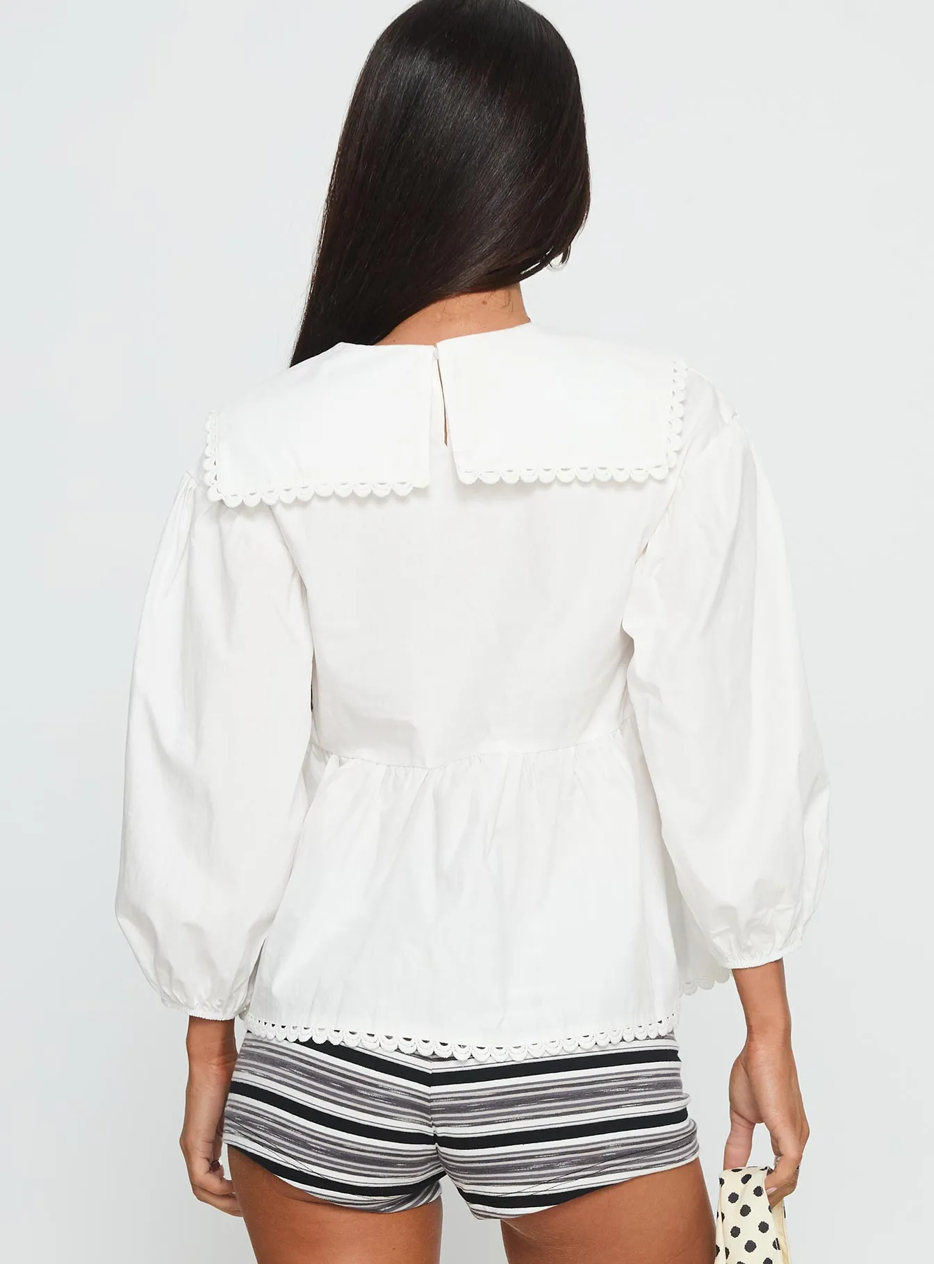 Narelle Deep Collar Blouse Top White sold by Princess Polly product image thumbnail 5