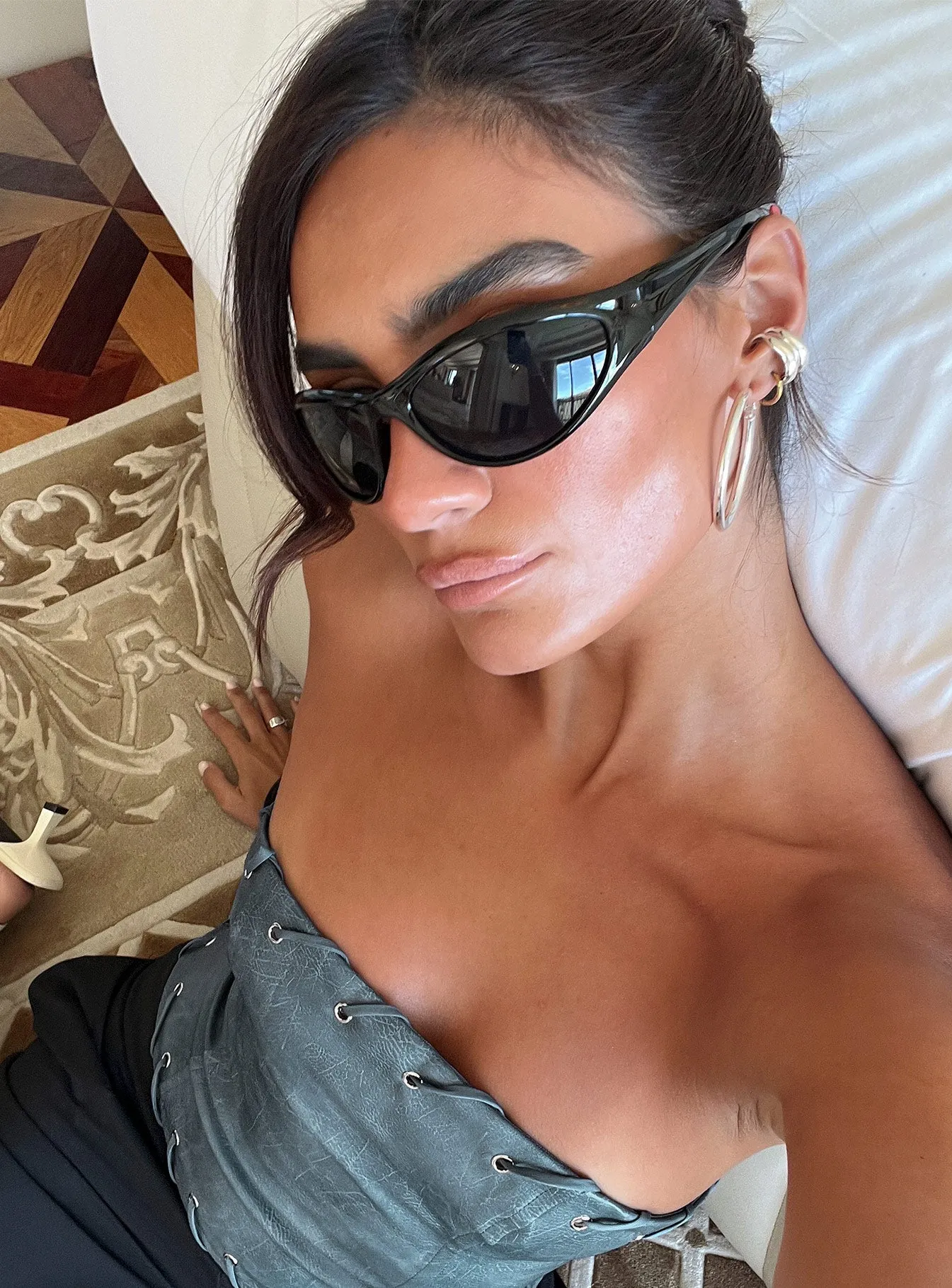 Counterpart Wrap Around Sunglasses Black sold by Princess Polly