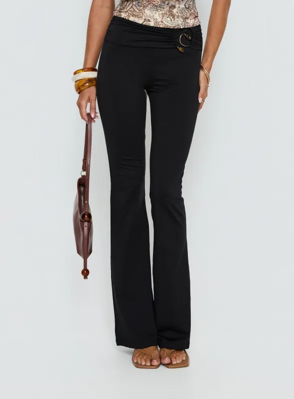 Kataliah Foldover Flare Pants Black sold by Princess Polly