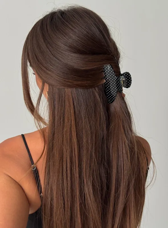 Parisse Claw Clip Black Polka sold by Princess Polly