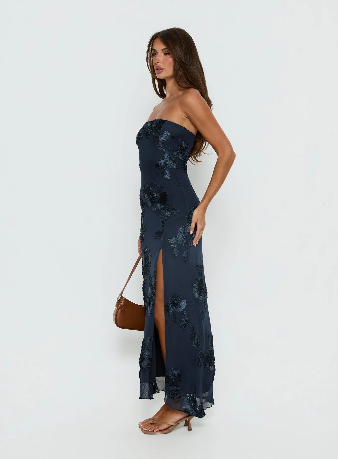 Maribeth Strapless Floral Maxi Dress Navy sold by Princess Polly product image thumbnail 4