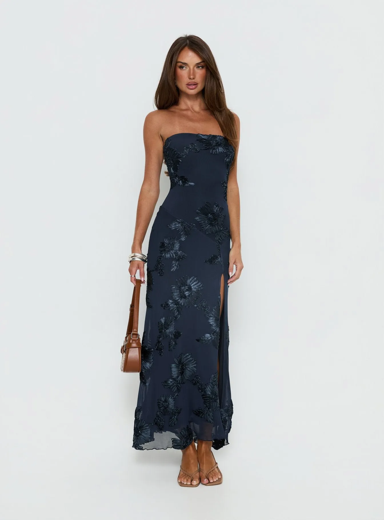 Maribeth Strapless Floral Maxi Dress Navy sold by Princess Polly product image thumbnail 2
