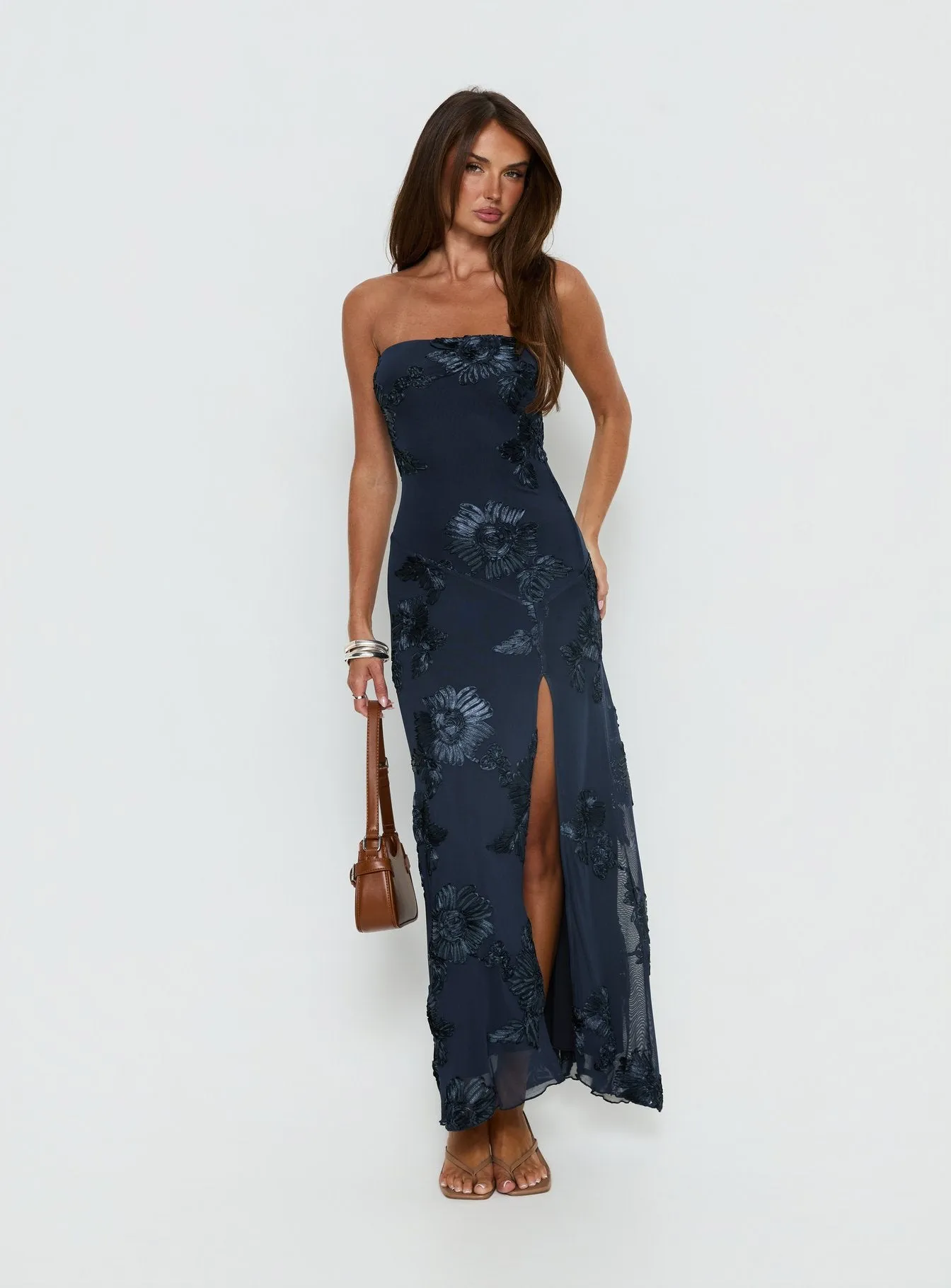 Maribeth Strapless Floral Maxi Dress Navy sold by Princess Polly product image thumbnail 3