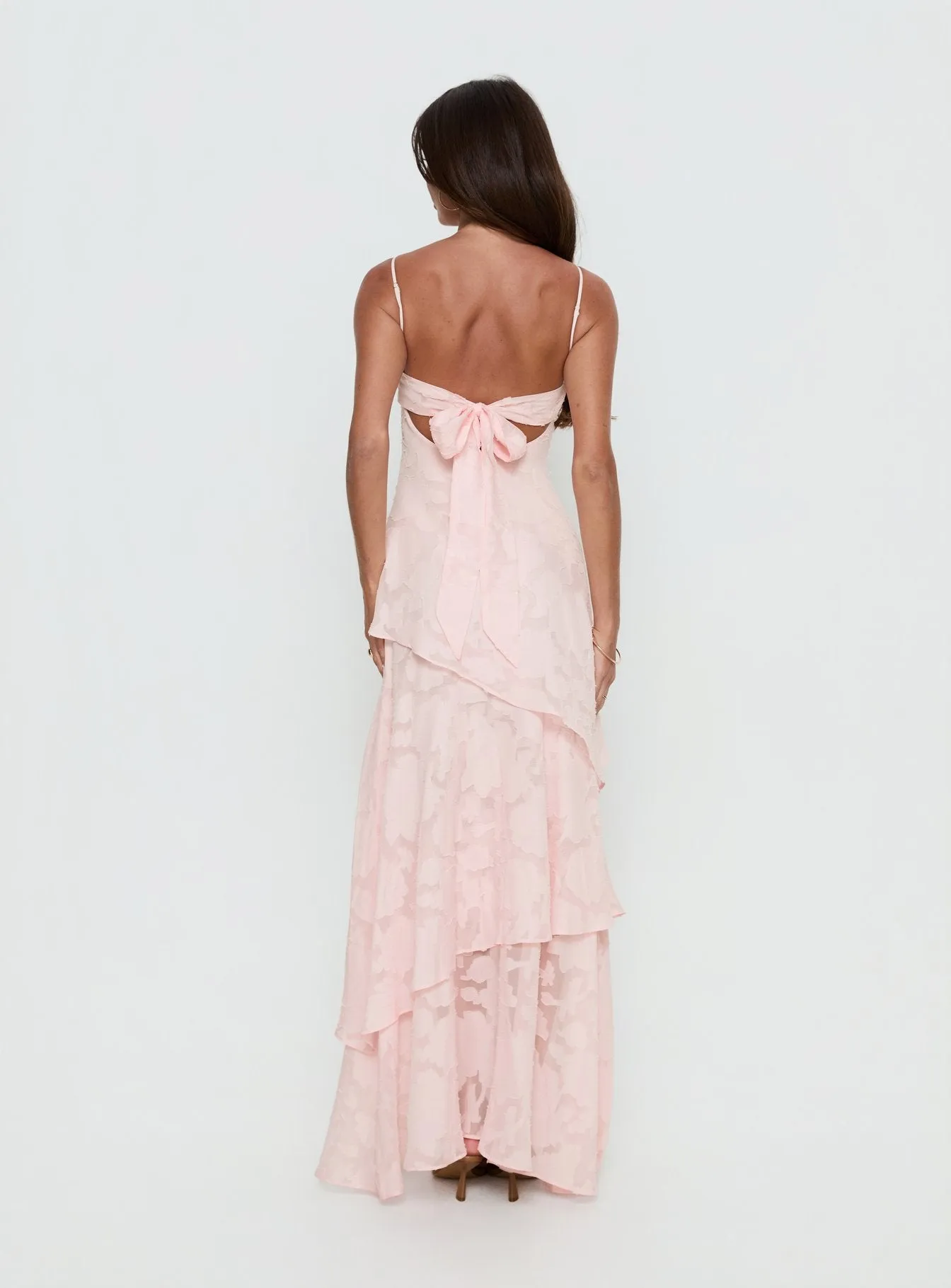Lyricah Tiered Tie Back Maxi Dress Pink sold by Princess Polly product image thumbnail 5