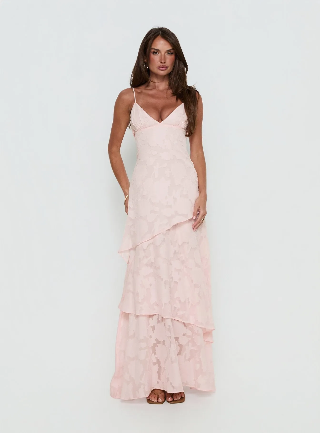 Lyricah Tiered Tie Back Maxi Dress Pink sold by Princess Polly product image thumbnail 2