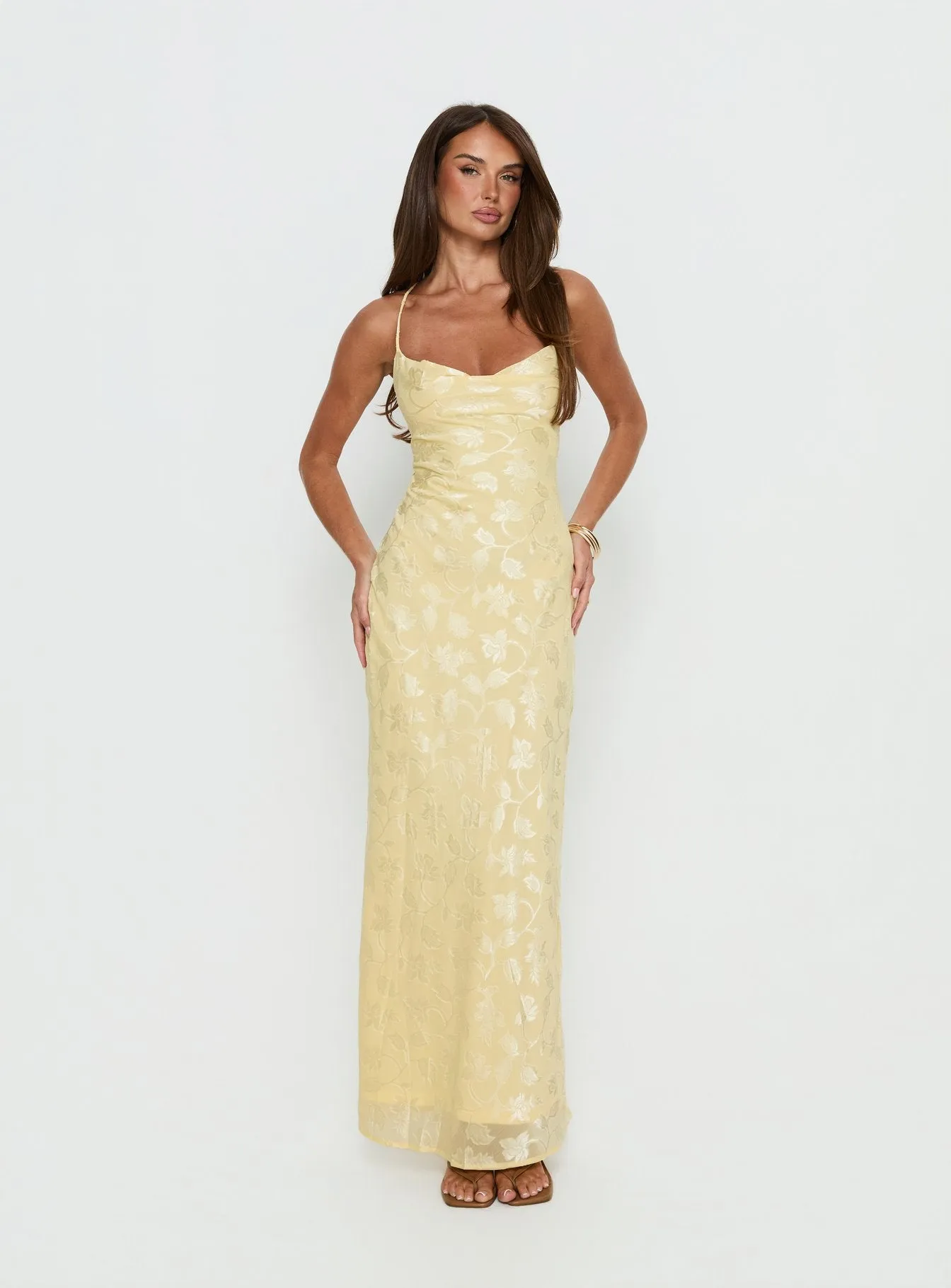 Celena Maxi Dress Lemon Burnout sold by Princess Polly product image thumbnail 3