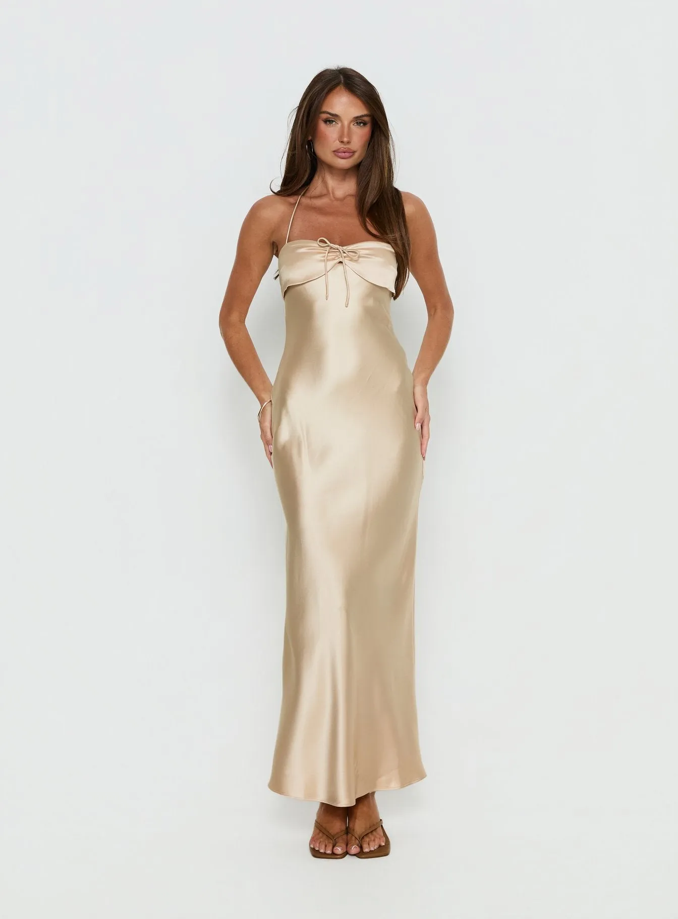 Fireproof Halter Maxi Dress Champagne sold by Princess Polly product image thumbnail 3