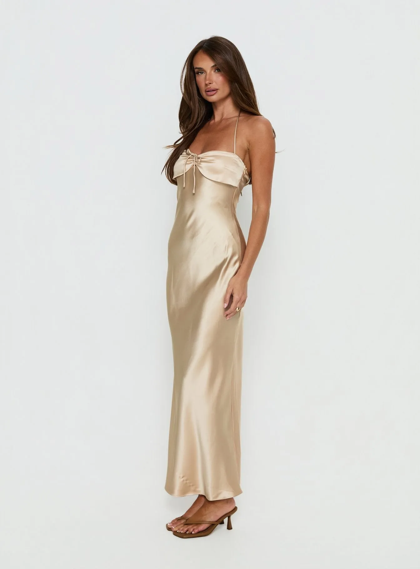 Fireproof Halter Maxi Dress Champagne sold by Princess Polly product image thumbnail 4